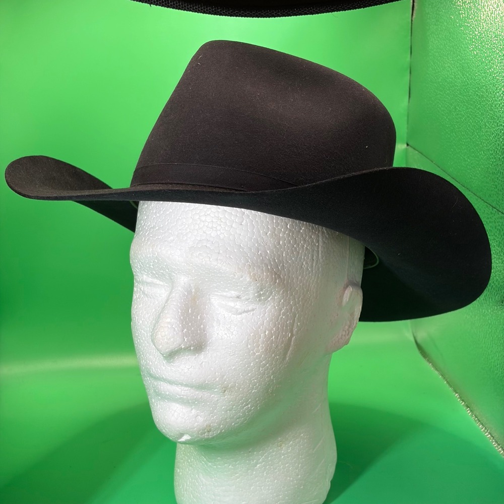 Akubra Snowy River Pure Fur Felt Cowboy Hat Mens 7 1/8 Black Australian Outback